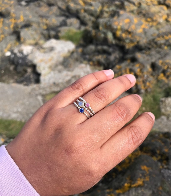 Beaded birthstone hotsell ring