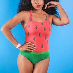 Watermelon One-Piece Swimsuit For Women, Fruit Swimwear, Funny Swimsuit, Pool Clothing, Women's Bathing Suit, Summer Beach Party Swim Suit