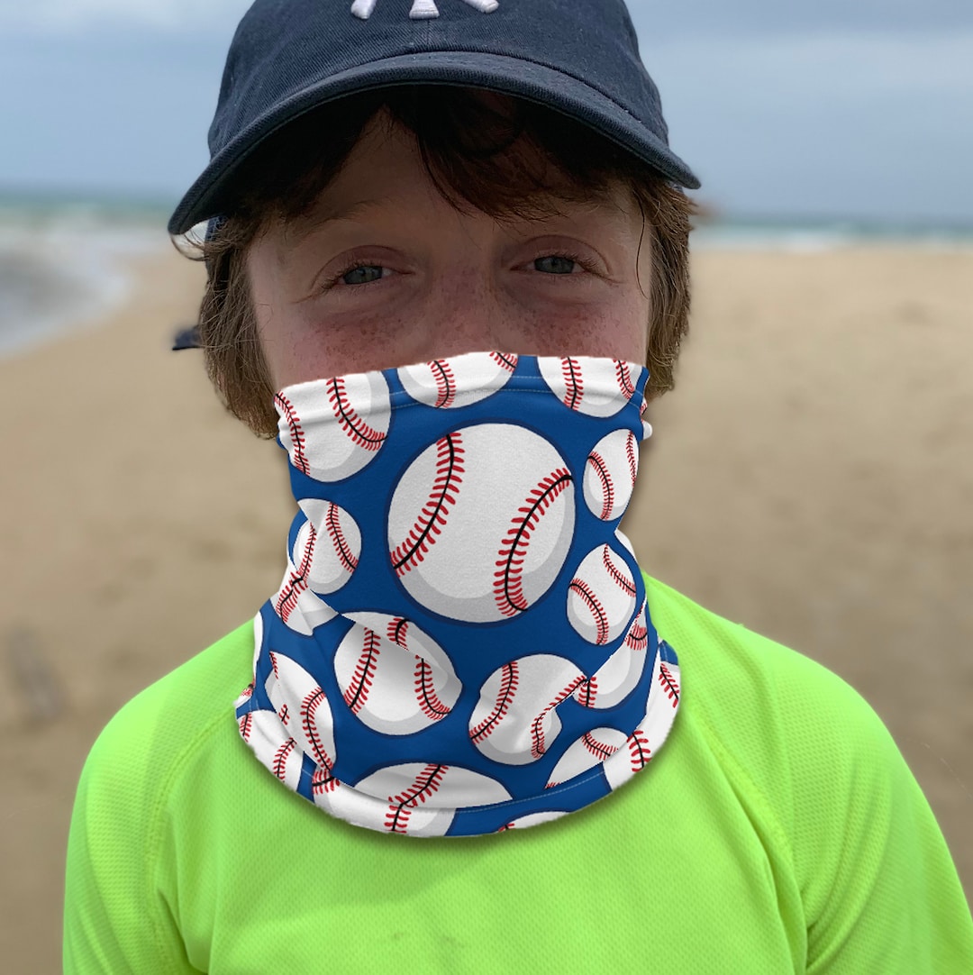 Kids Baseball Face Mask Neck Gaiter for Boys, Washable Soft Cloth Cover