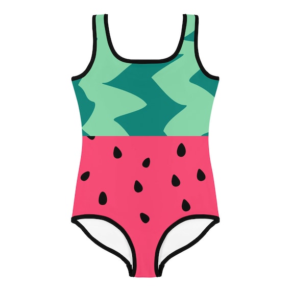 Cute Watermelon Swimsuit, One Piece Girls Swimsuit, Birthday Swimsuit,  Toddler Baby Girl Swimwear, Teen & Tween Fruit Summer Bathing Suit 