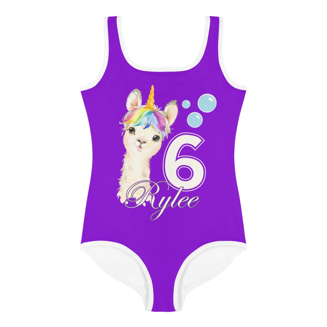 Customized Kids Swimsuit, Birthday Swimsuit for Girls, One Piece Kids