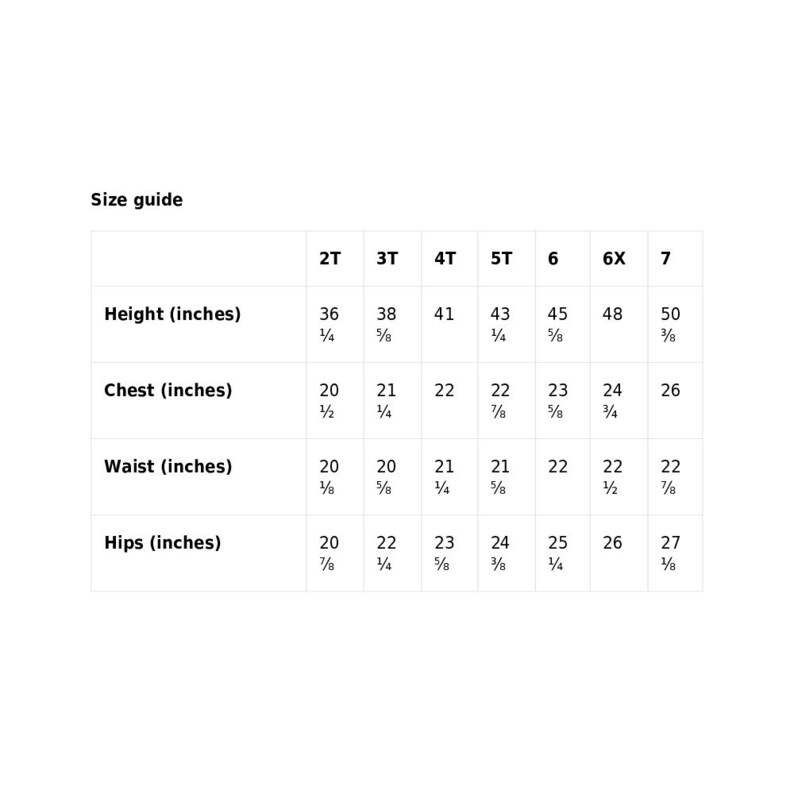 girls speedo size chart