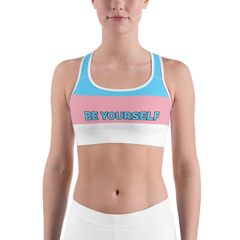 Transgender Clothing, Transexual Pride Flag Sports Bra, LGBT Shirt, Pride Month Clothes, Transexual Color Yoga Bra Top, Pride Month Outfit 