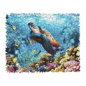 Turtle Puzzle Gift – Wooden Ocean Jigsaw – Relaxing Puzzle – Puzzle Gift With Sea Turtle – Ideal Present For Nature Lovers – Gift For Her