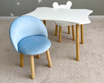 Children's Set table Classic + 2 chairs (one soft and one wooden)