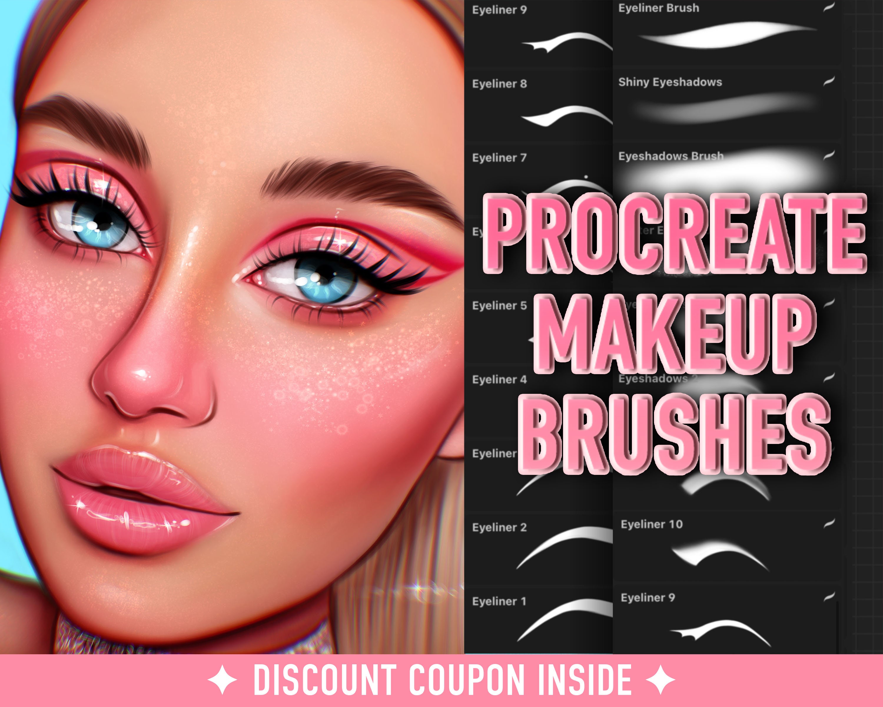 Eyes Brushes Guide for Procreate App 30 Procreate Realistic Eyelash and Eyebrows Stamp Brushes Digital illustration paint Portrait