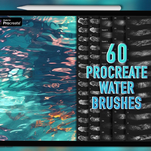 Procreate Wasserpinsel | Procreate Wassertexturbürsten | Wasser Procreate Pinsel | Procreate Meeresbürsten | Procreate Surf-Wellenpinsel