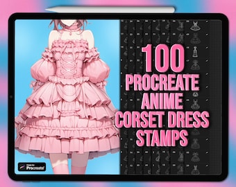 Anime dress Procreate stamps | Procreate anime dress stamps | Anime Procreate clothing stamps