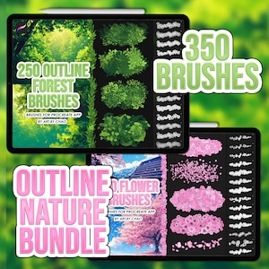Procreate Outline Nature Brushes Bundle - 350 Procreate brushes for anime-style nature art