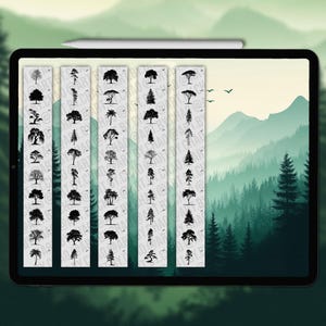 Procreate tree silhouette stamps | Forest Procreate tree stamp brushes | Procreate tree brushes | Photoshop tree | Clip Studio Paint tree