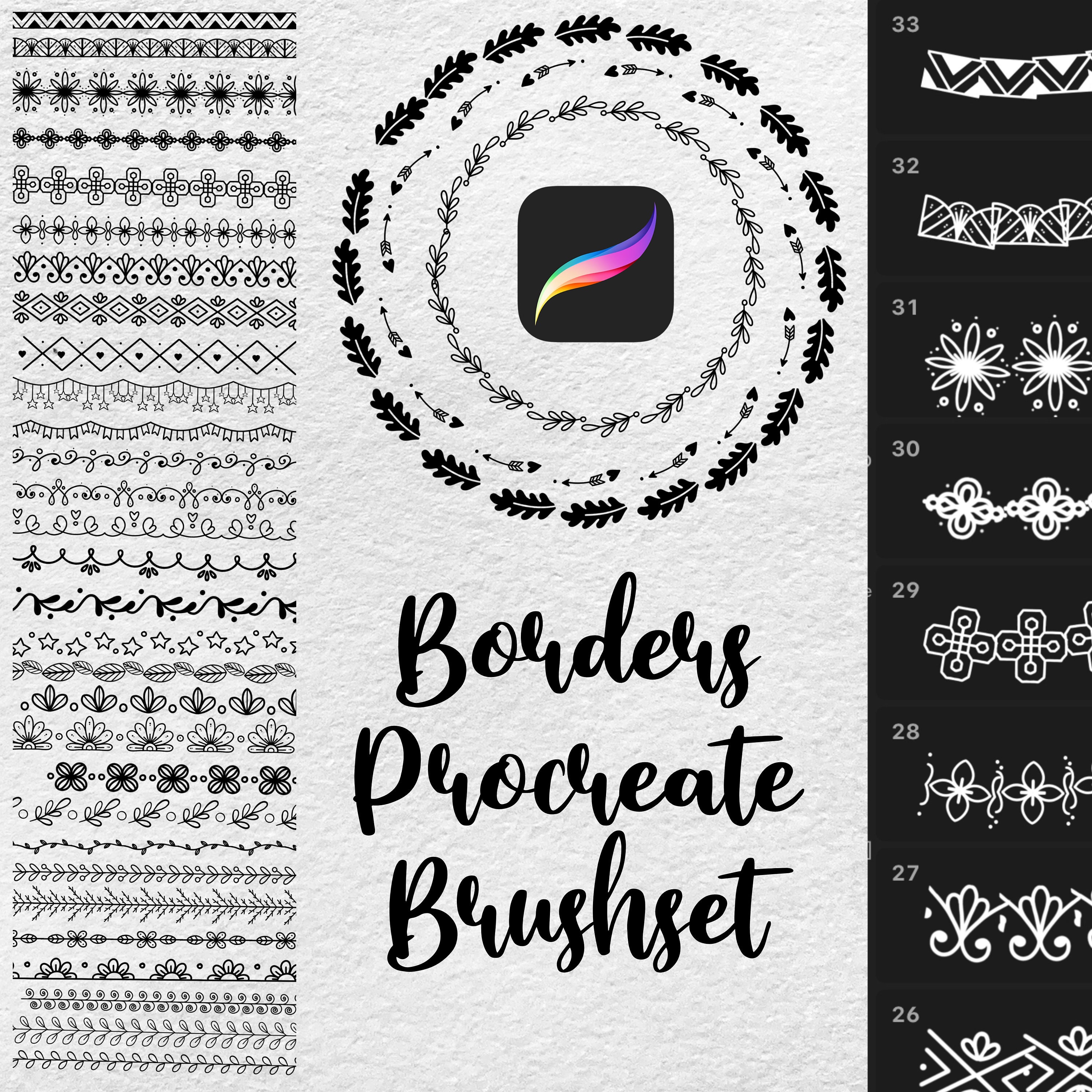 Procreate handdrawn ornament borders brushes Etsy