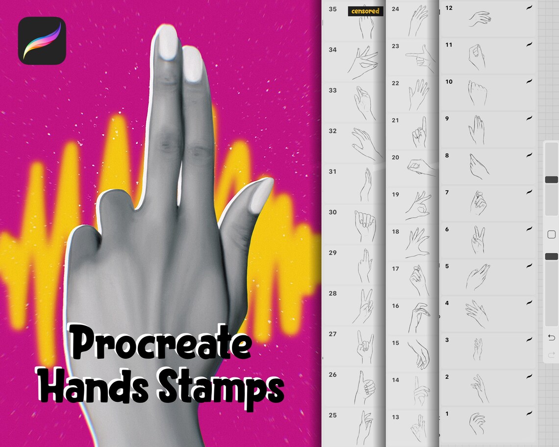 Procreate Realistic Hand Stamp Brushes Procreate Hands Etsy