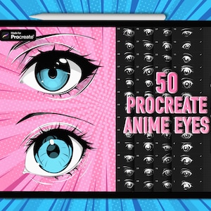 Sellos de ojos de anime para Procreate. Pinceles de ojos de anime para Procreate. Sellos de ojos de cómic para Procreate. Pinceles de manga para Procreate. Pinceles de anime para Procreate.