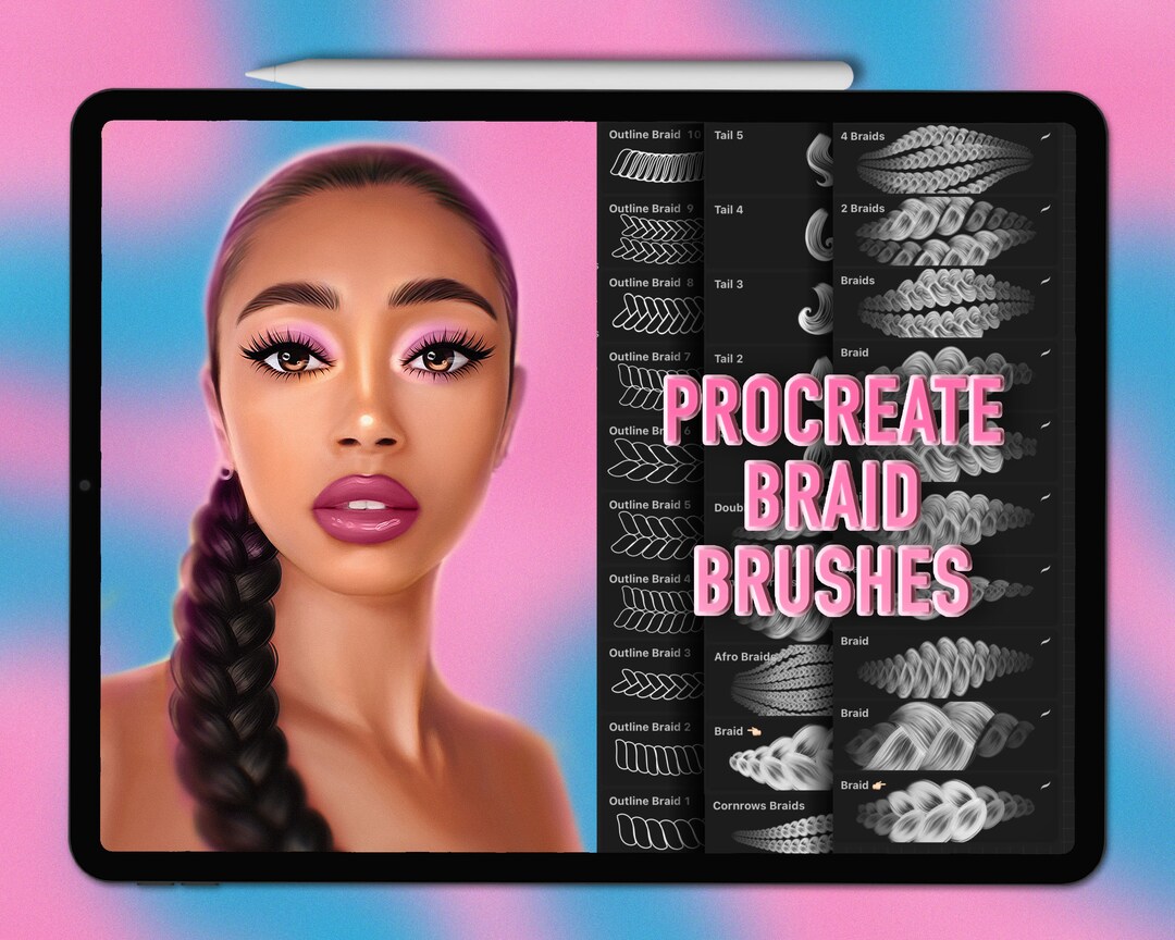 Braid Procreate Brushes Procreate Hair Brushes Hair Etsy