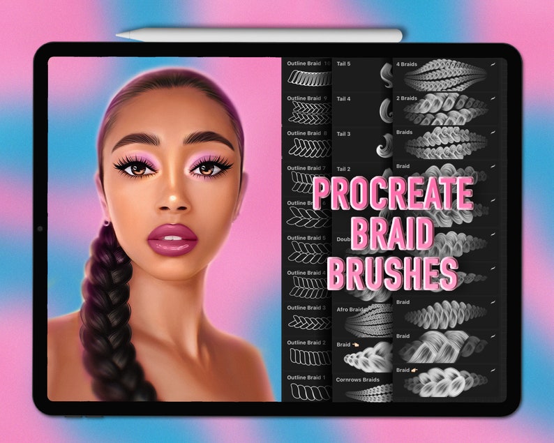 Braid Procreate Brushes Procreate Hair Brushes Hair Etsy