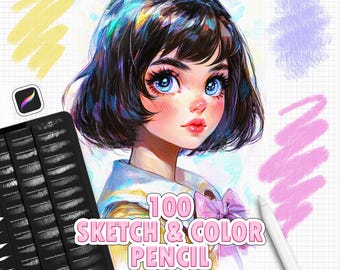 Procreate Pencil Brushes: 100 sketch, hatching, shading, color brushes
