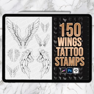 Wings tattoo stamps. Wing Procreate tattoo stamps. Procreate tattoo brushes. Photoshop wings tattoo stamps. Photoshop tattoo brushes