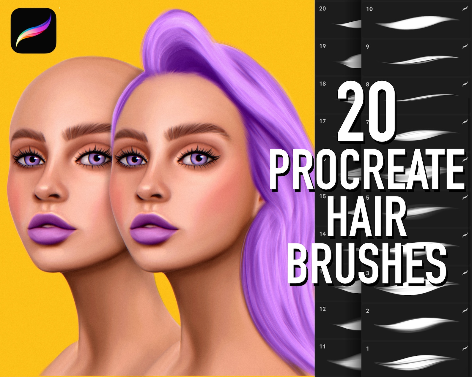 Procreate Hair Brushes. Procreate Portrait Brushes. Procreate Etsy