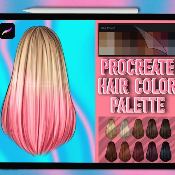 Hair Procreate color palette | Procreate hair color palette | Procreate hair color swatches | Procreate portrait color palette