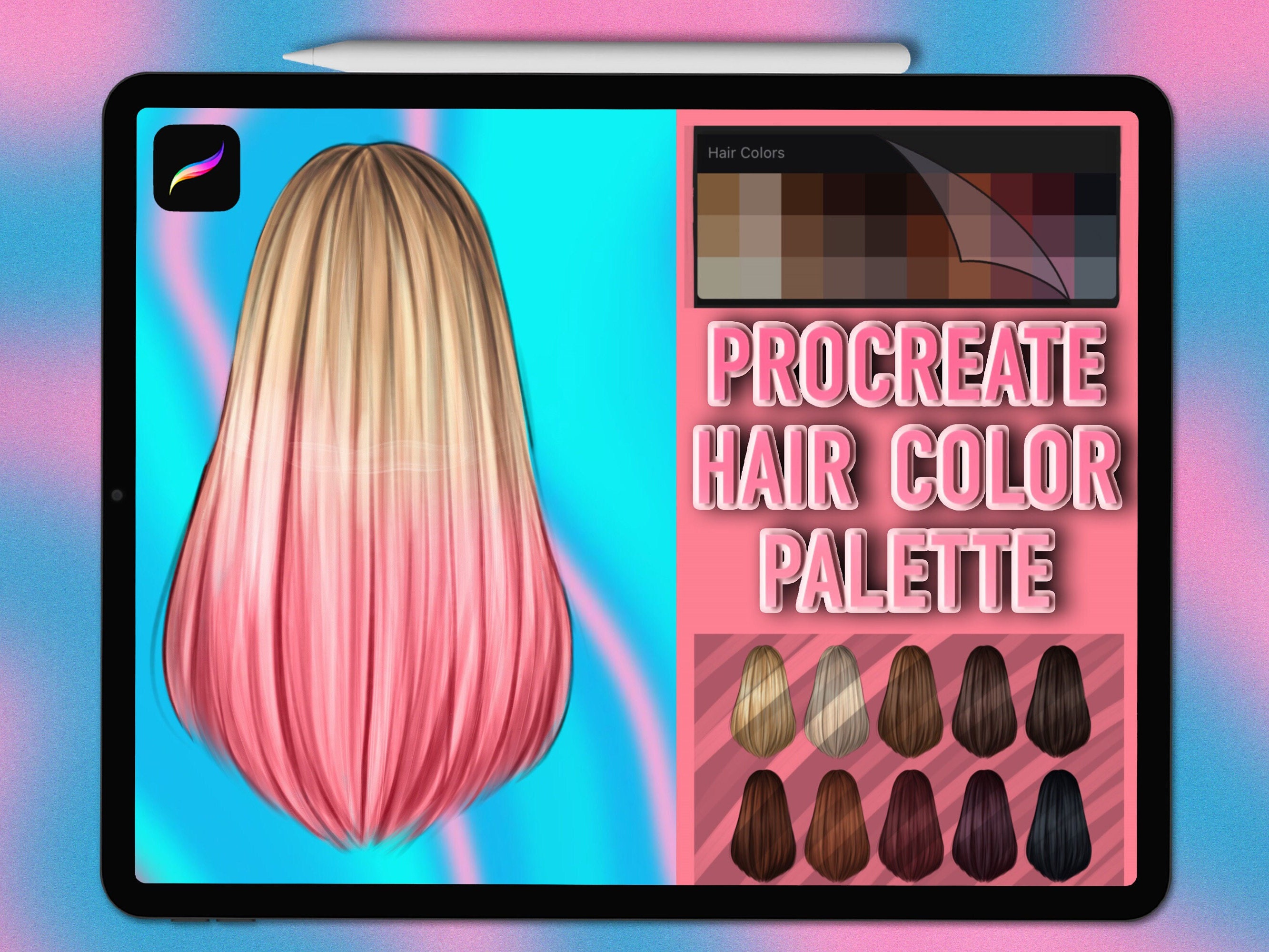 Procreate Hair Color Palette | Portrait Hair Color Swatches for Procreate - Image 1