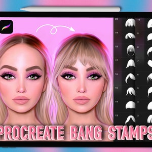 Procreate bang stamps | Procreate hair brushes | Procreate hair stamps | Bang Procreate brushes | Hair Procreate stamps