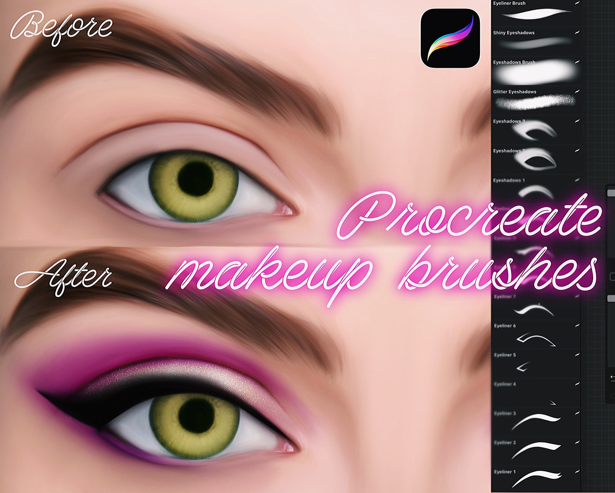 Procreate Eye Makeup Stamp Brushes Procreate Eye Brush Etsy