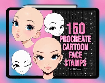 Cartoon princess Procreate face stamps | Procreate cartoon face stamps | Procreate cartoon head base | Cartoon face Procreate brushes