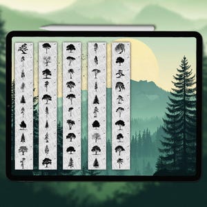 Procreate tree silhouette stamps | Forest Procreate tree stamp brushes | Procreate tree brushes | Photoshop tree | Clip Studio Paint tree