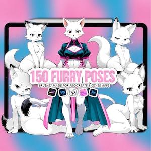 Manga Procreate furry stamps. Anime Procreate furry pose stamps. Photoshop furry body pose. Clip Studio furry pose stamps