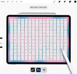 Procreate Emote Base: 200 Chibi Anime Face Expression Stamps (Photoshop, CSP supported) image 2