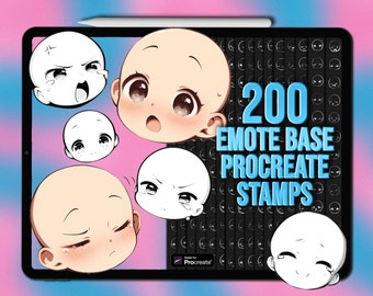 Emote base Procreate stamps | Chibi Procreate emotion stamps | Anime Procreate emote stamps