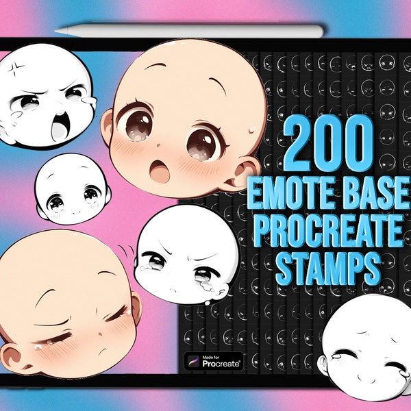 Emote Basis Procreate Stempel | Chibi Procreate Emotionsstempel | Anime Procreate Emote Stempel