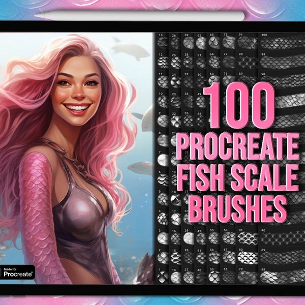 Procreate fish scale brushes | Fish scale Procreate texture brushes | Procreate fish scale pattern brushes | Procreate brushes mermaid scale