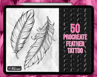 Tatouage plume Procreate tampons | Plumes Procreate pinceaux de tatouage | Brosses à plumes pour procréer | Procréer des tampons de tatouage en plumes