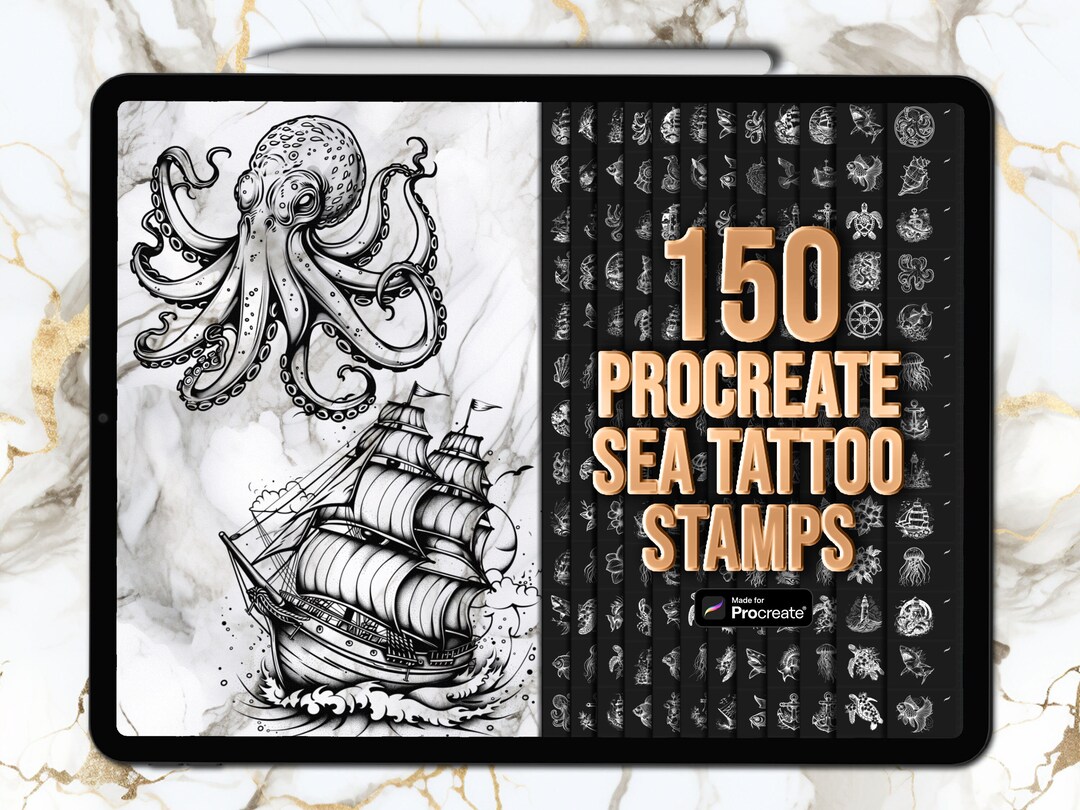 Procreate Sea Tattoo Stamps Procreate Nautical Tattoo Stamps Procreate ...