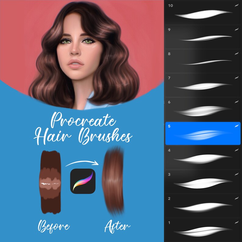 Procreate Hair Brushes Etsy