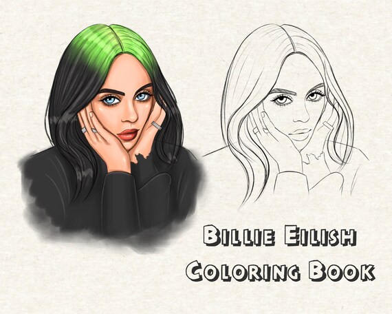 Download Kupit S Keshbekom Printable Billie Eilish Coloring Book Adult Coloring Pages Digital Coloring Books For Adult Instant Dowload Pdf