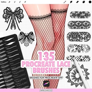 Procreate Lace Brushes: 136 texture, border and lace stamp brushes