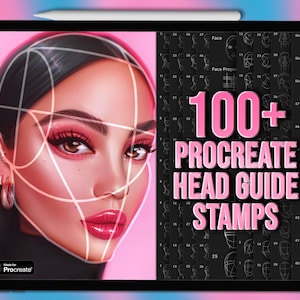 Procreate head guide stamps | Procreate head stamps | Procreate face stamps | Face Procreate brushes | Procreate dummy head stamps