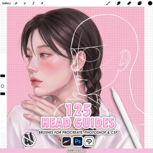 Procreate Anatomy Head Guides: 125 Gesichtsbasen, Head Planes, Face Ratio Grids (Photoshop & CSP unterstützt)