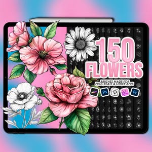 Flower Procreate stamps. Procreate flower stamps. Flower Procreate brushes image 1
