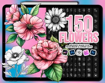 Flower Procreate stamps. Procreate flower stamps. Flower Procreate brushes