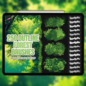 Procreate Outline Forest Brushes | Procreate Nature Brushes | Procreate Tree Brushes | Procreate Foliage | Procreate Grass