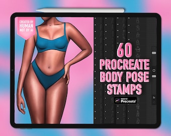 Procreate body pose stamps | Procreate body stamp brushes | Procreate pose brushes | Female Procreate pose stamps | Body Procreate brushes