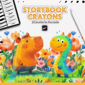 Procreate Crayon Brushes: 55 Wax Pencils, Pastels, Chalks, Textured Shading, Papers