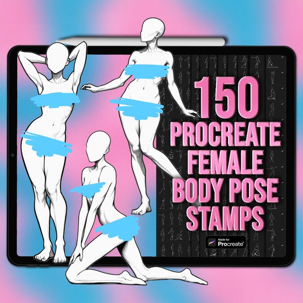 Female Procreate pose stamps | Female Procreate body stamps | Female body Procreate brushes