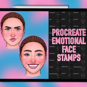 Procreate face stamp brushes |  Procreate facial expression stamps | Procreate emotion brushes | Procreate emotional face stamp brushes