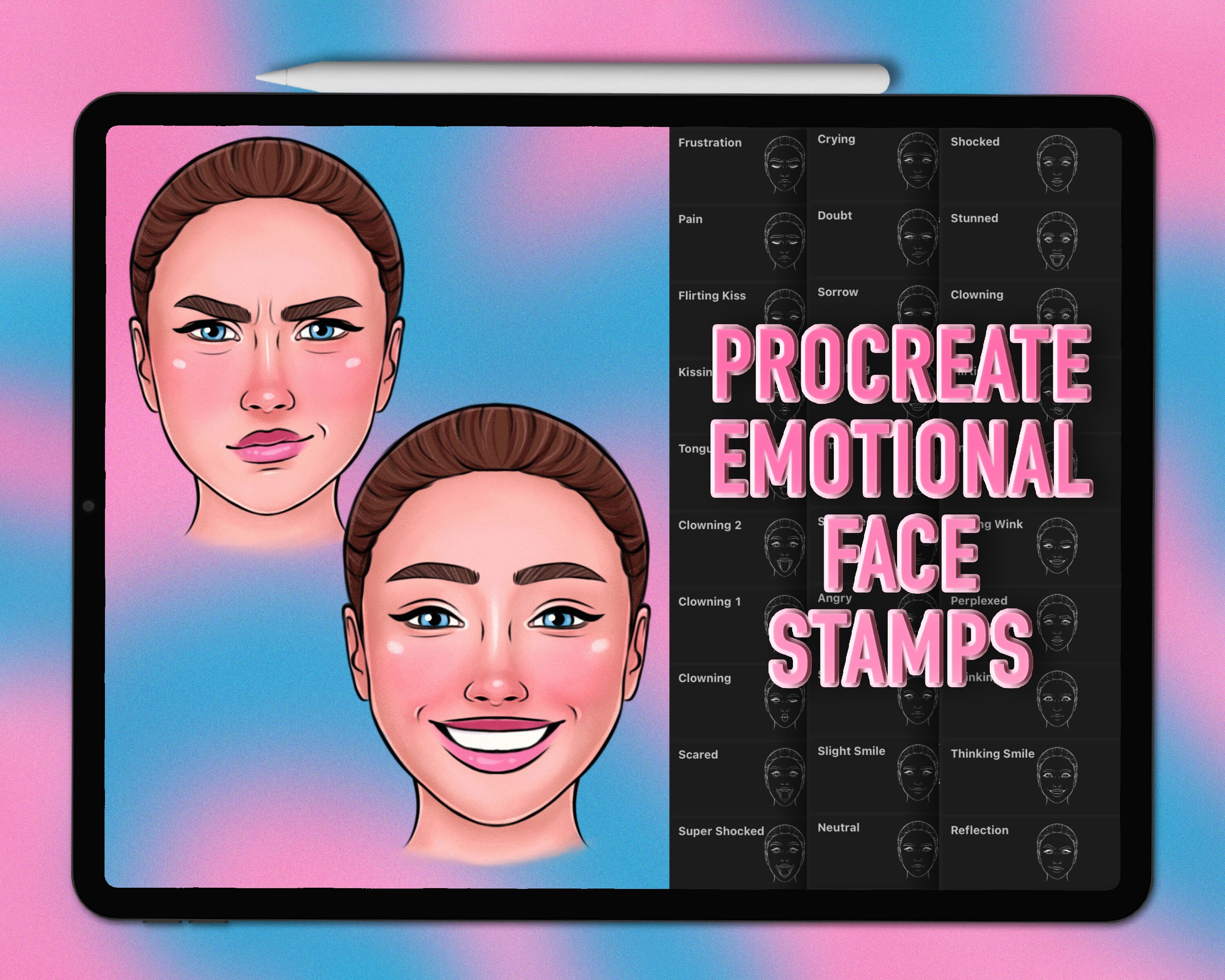 Procreate Face Stamp Brushes Procreate Facial Expression Etsy