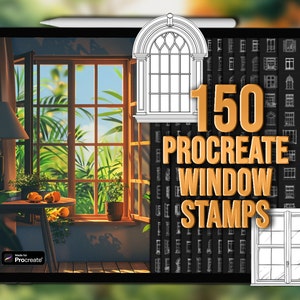 Window Procreate stamps.  Procreate window stamps. Procreate window brushes