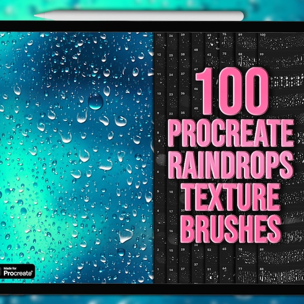 Raindrops Procreate brushes | Rain drops texture Procreate brushes | Water drop Procreate rain brushes | Rain texture Procreate brushes